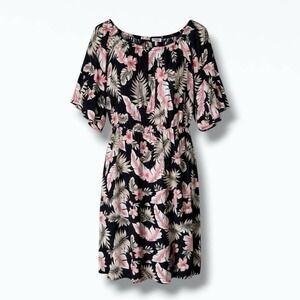 New Look Women Y2K Tiered Babydoll Dress Size 3X Romantic Tropical Floral Ruffle